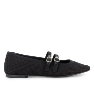 Zapato correa textil acolchado vestir plano mujer negro