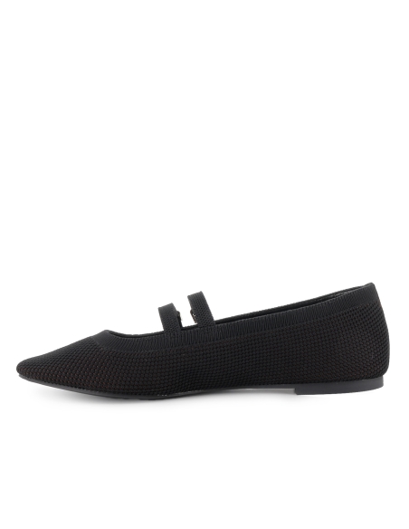 Zapato correa textil acolchado vestir plano mujer negro