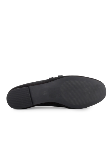 Zapato correa textil acolchado vestir plano mujer negro