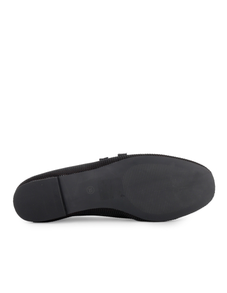 Zapato correa textil acolchado vestir plano mujer negro