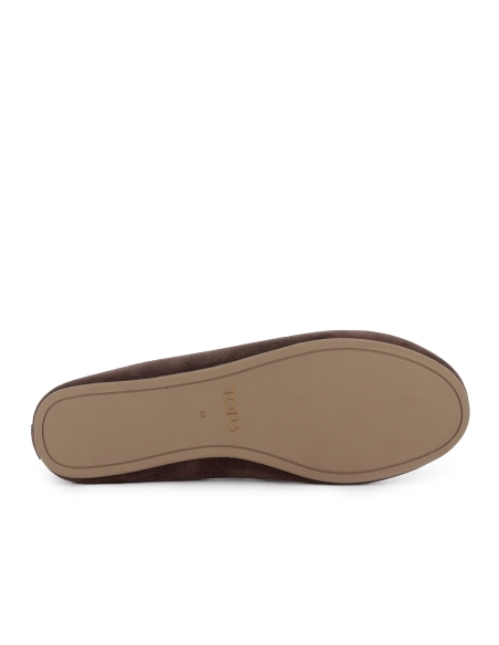 Zapato elasticos piel serraje flexible plano mujer marron