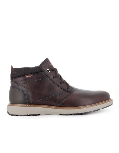 Botin piel con cordones y detalle suela hombre marron