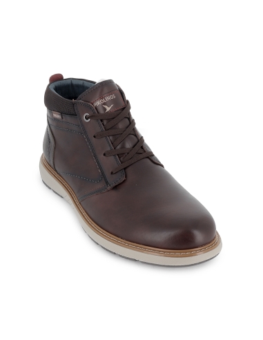 Botin piel con cordones y detalle suela hombre marron