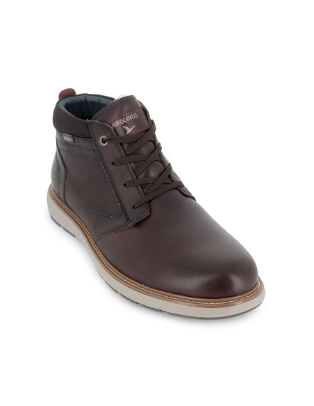 Botin piel con cordones y detalle suela hombre marron