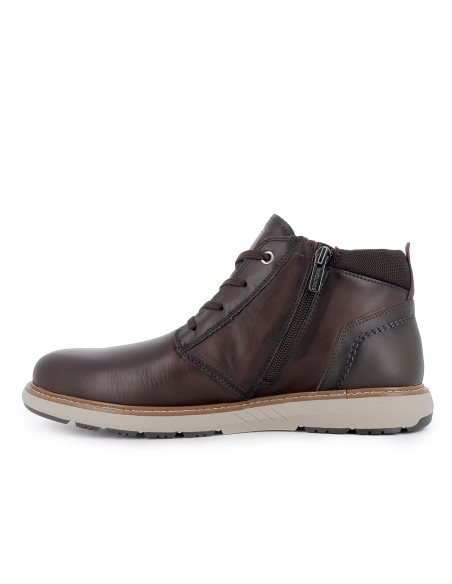Botin piel con cordones y detalle suela hombre marron