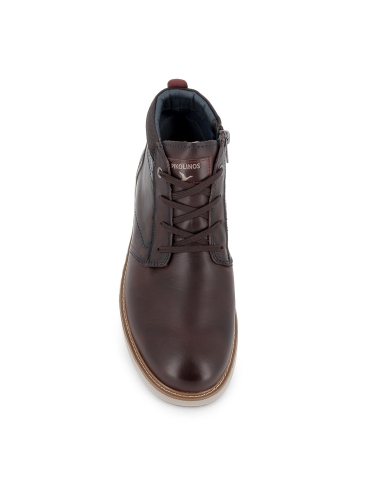 Botin piel con cordones y detalle suela hombre marron