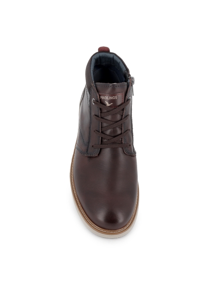 Botin piel con cordones y detalle suela hombre marron