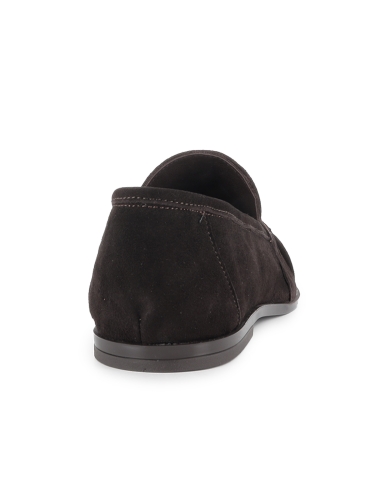Mocasin piel ante suela flexible detalle borla mujer marron