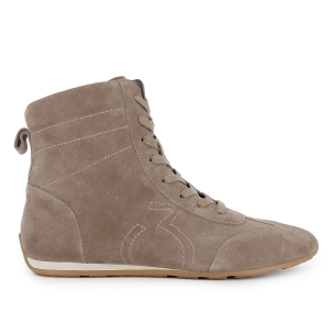 Botin plana cordones cremallera mujer taupe