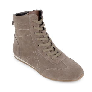 Botin plana cordones cremallera mujer taupe 2