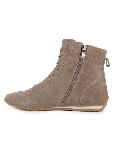 Botin plana cordones cremallera mujer taupe