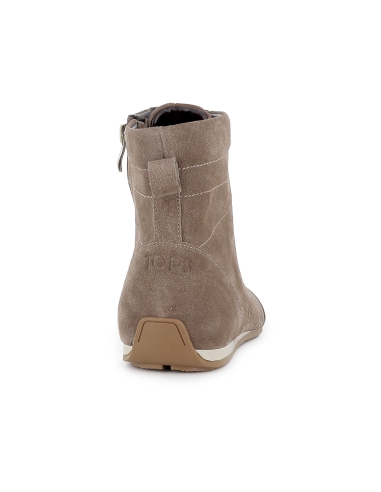 Botin plana cordones cremallera mujer taupe