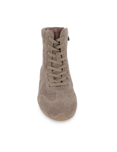 Botin plana cordones cremallera mujer taupe