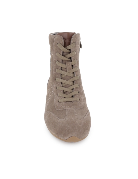 Botin plana cordones cremallera mujer taupe