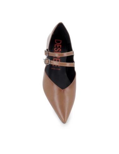 Zapato 2 correas vestir piel y tachas tacon carrete mujer taupe