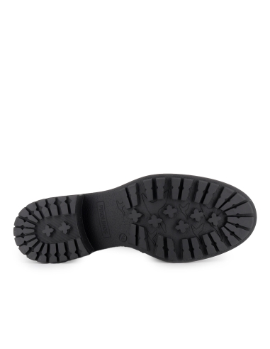 Bota militar piel y cordones con suela dentada tacon mujer negro