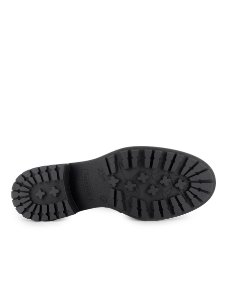 Bota militar piel y cordones con suela dentada tacon mujer negro