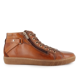 Botin piel cremallera y cordon con plantilla plano mujer marron