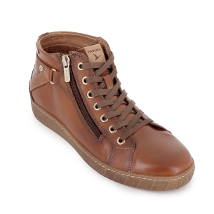 Botin piel cremallera y cordon con plantilla plano mujer marron 2