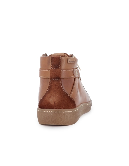 Botin piel cremallera y cordon con plantilla plano mujer marron