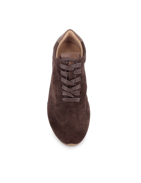 Deportivo piel serraje perfil fino suela flexible mujer marron