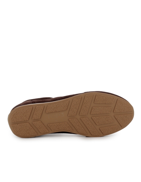 Deportivo piel serraje perfil fino suela flexible mujer marron