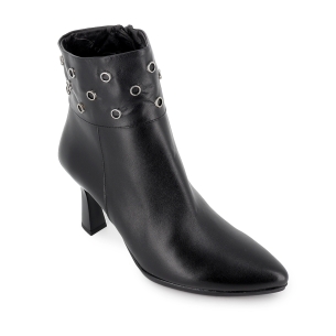 Botin vestir piel con ojetes cremallera tacon 7,5 cm mujer negro 2