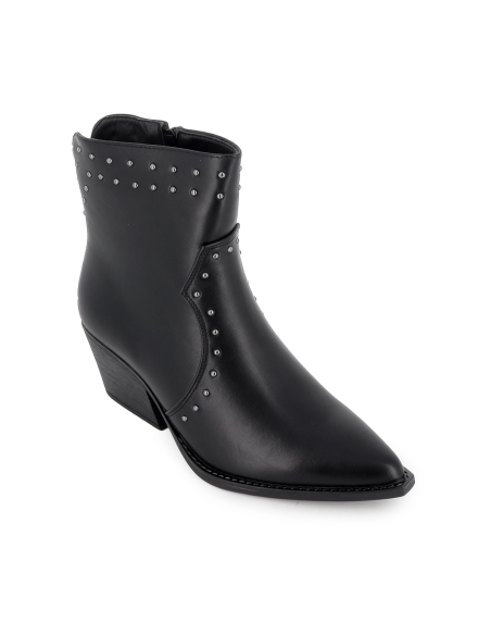 Botin tejano tachas punta fina tacon cubano mujer negro