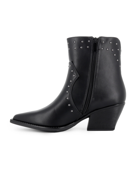 Botin tejano tachas punta fina tacon cubano mujer negro