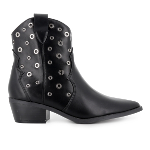 Botin tejano ojetes punta fina tacon cubano mujer negro