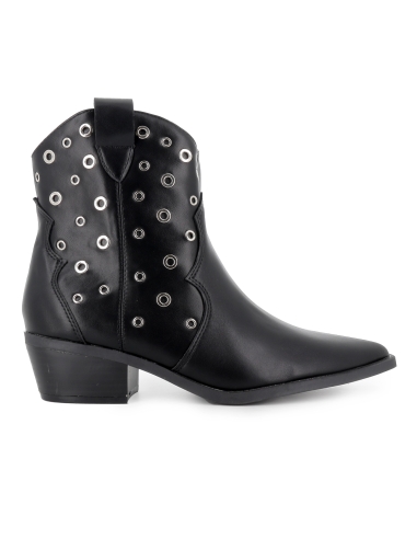 Botin tejano ojetes punta fina tacon cubano mujer negro