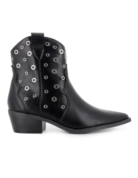 Botin tejano ojetes punta fina tacon cubano mujer negro