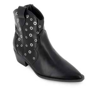 Botin tejano ojetes punta fina tacon cubano mujer negro 2