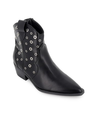 Botin tejano ojetes punta fina tacon cubano mujer negro