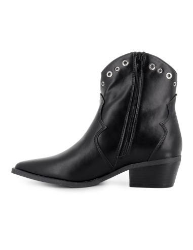 Botin tejano ojetes punta fina tacon cubano mujer negro
