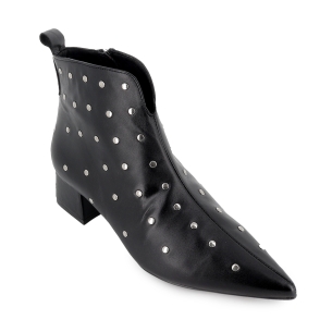 Botin piel irregular con tachas cremallera mujer negro 2