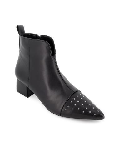 Botin piel suave de corte irregular con cremallera mujer cuero