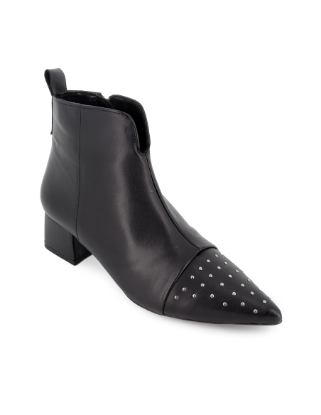 Botin piel suave de corte irregular con cremallera mujer cuero