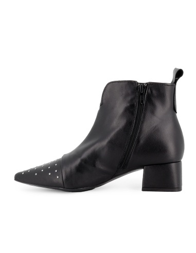 Botin piel suave de corte irregular con cremallera mujer cuero