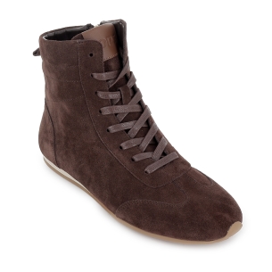 Botin plana cordones cremallera mujer marron 2