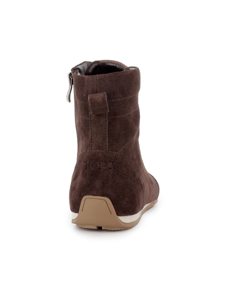 Botin plana cordones cremallera mujer marron