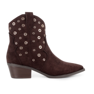 Botin tejano ojetes punta fina tacon cubano mujer marron