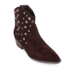 Botin tejano ojetes punta fina tacon cubano mujer marron 2