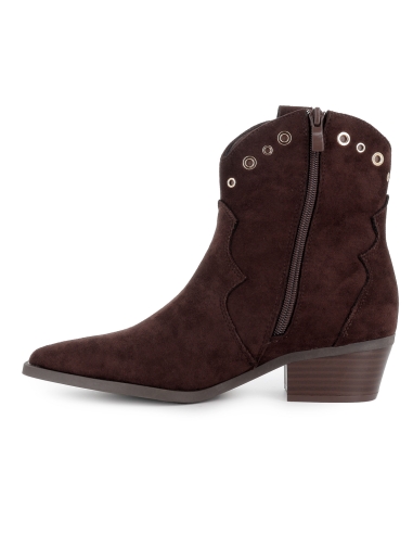 Botin tejano ojetes punta fina tacon cubano mujer marron