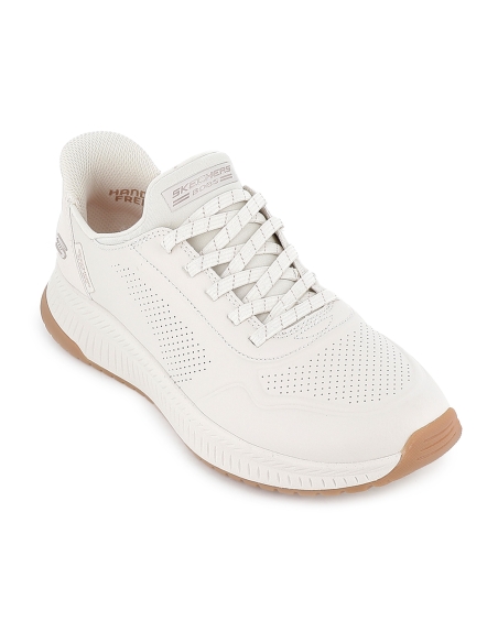 Deportivas Slip-ins con cordones elasticos Memory Foam mujer blancas