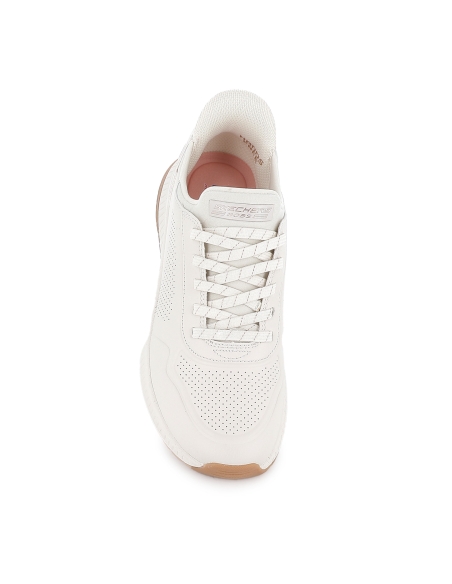 Deportivas Slip-ins con cordones elasticos Memory Foam mujer blancas