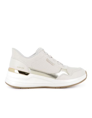 Deportiva transpirable y comoda con cordones cuña mujer blanco