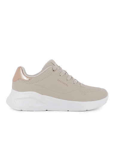 Deportivas comodas con cordones Memory Foam mujer beige