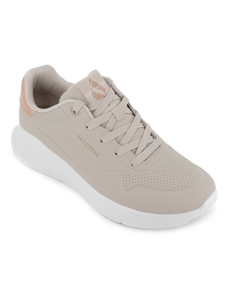 Deportivas comodas con cordones Memory Foam mujer beige
