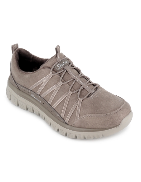 Deportiva vegana comoda cordones elasticos elasticos mujer taupe